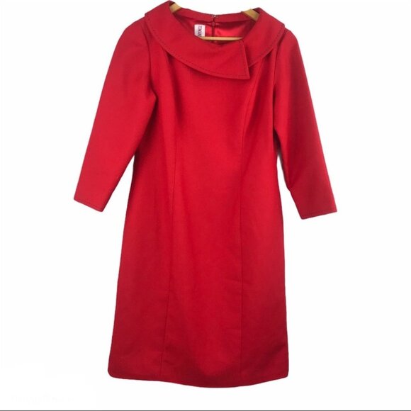 Tom And  Linda Platt Red Vintage Classic  Designer Pencil Dress women Size S - Picture 1 of 15
